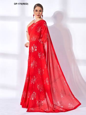 D.NO. OP 170 RED BY LAXMINAM GEORGETTE SAREE WHOLESALER IN INDIA